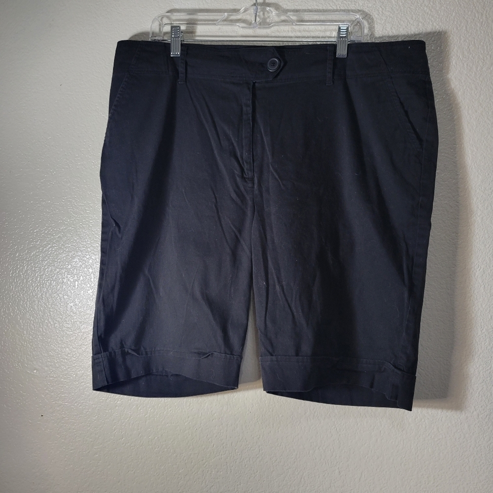 I.Q Women's Black Bermuda  Cotton Shorts